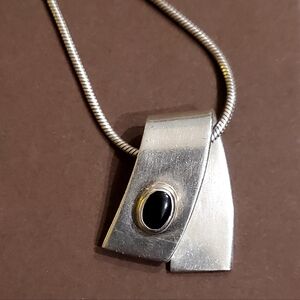 Rare Silpada 925 Sterling Silver Black Onyx Pendant Necklace